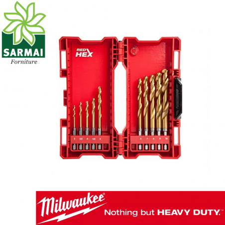 Assortimento punte Milwaukee in metallo HSS-G al titanio 10 pz in cassetta ABS