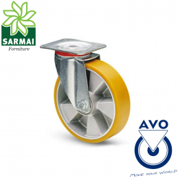 AVO 37 RUOTA ALLUMINIO CON RIVESTIMENTO IN POLIURETANO 200X50 SUPPORTO GIREVOLE