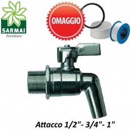 Rubinetto a sfera in acciaio inox maschio 3/4 contenitore fusto bidone olio vino